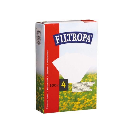 Small white box of filtropa coffee filters.